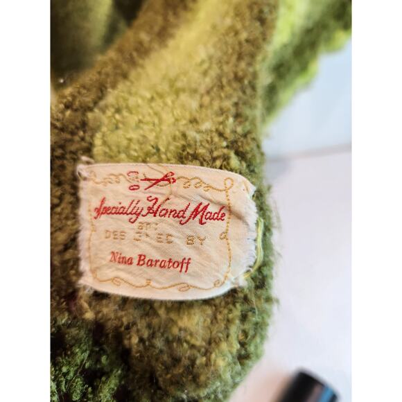 Vintage Handmade Green Ombre Knit Crochet Shawl Wrap by Nina‎ Baratoff 30x30 - Picture 2 of 4